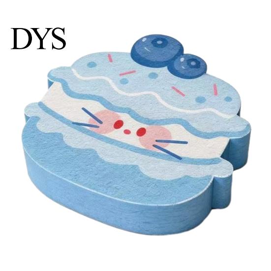 Multi-purpose Kitchen Sink Scrubber Double-Sided Cellulose Scrub Sponges, Cute Dessert Patterns Non-Scratch Wood Pulp Honeycomb Structure Sponge,