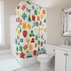 Tu Christmas Shower Curtain Festive Holiday Waterproof Decor Bathroom Xmas Pattern Holiday Decor Festive Shower Curtain Holiday