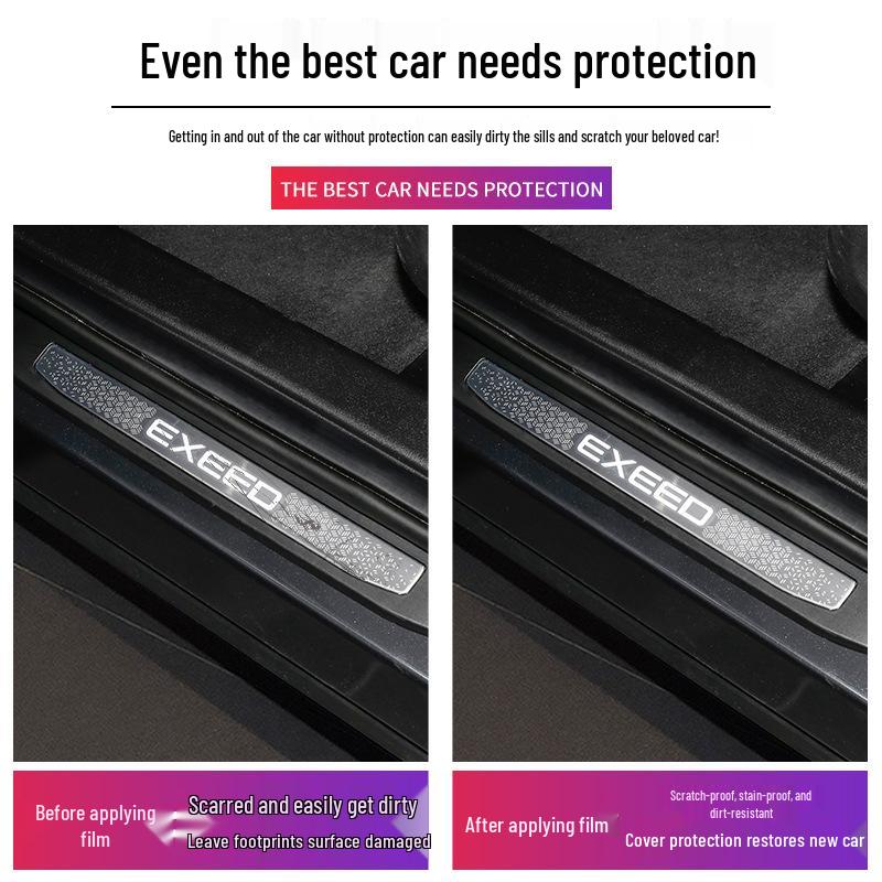 Exeed Atlantix Lingyun Vinddörr Tröskel Metallremsa TPU Transparent Skyddsfilm