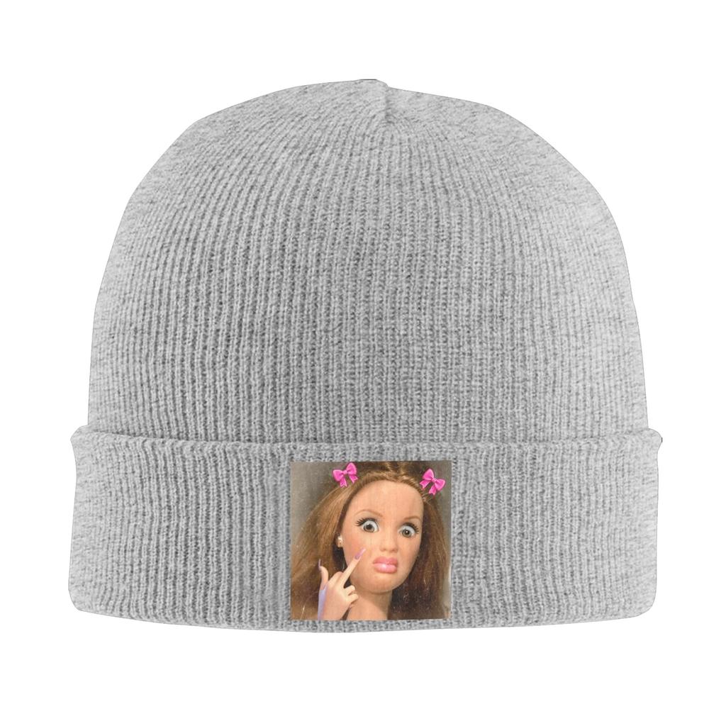Disgusted Doll Meme Face Knitting Hat Beanie Hats Gym Warm Soft Unisex Adult Bonnet Hats Autumn Design Casual Caps Gift
