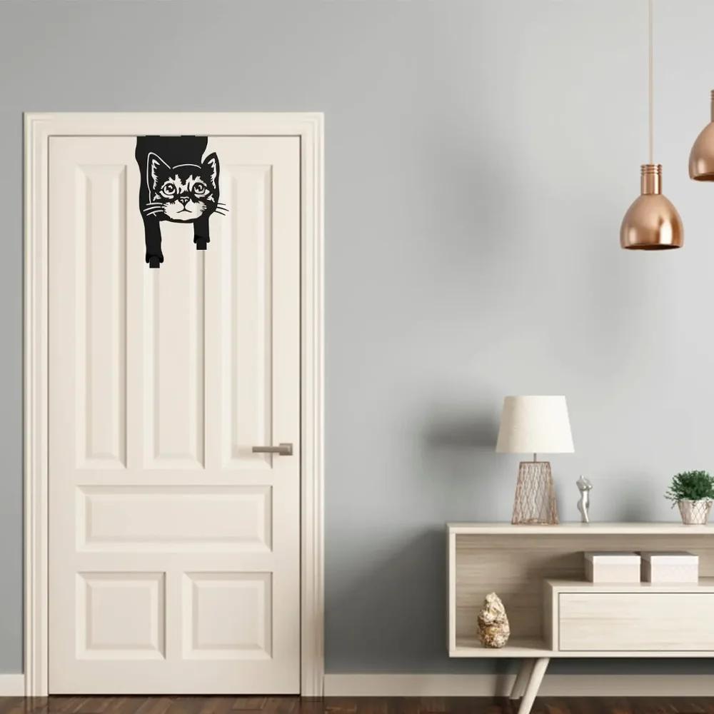 Einzigartige Türhänger: Schwarz beschichtete Metallhaken. Stilvolle Aufbewahrung für Zuhause und das Büro, besonderes Geschenk für Katzenliebhaber.