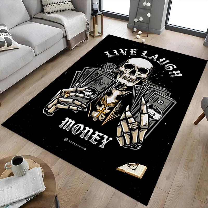 1pc Skull Money Carpet, Office Rug Outdoor Mat Home Decor Area Carpet Festival
