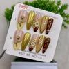Handmade armor European and American wind ice through shell three-dimensional carved cat's eye almond nail removable manicure