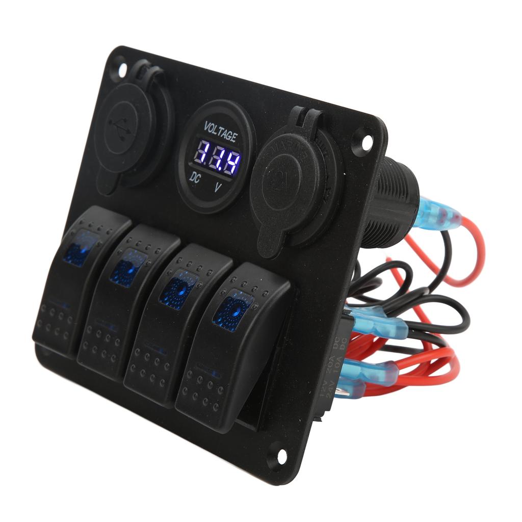 Panou comutator basculant cu 4 grupuri cu priză USB pentru brichetă Comutare ON Off Panou comutator combinat