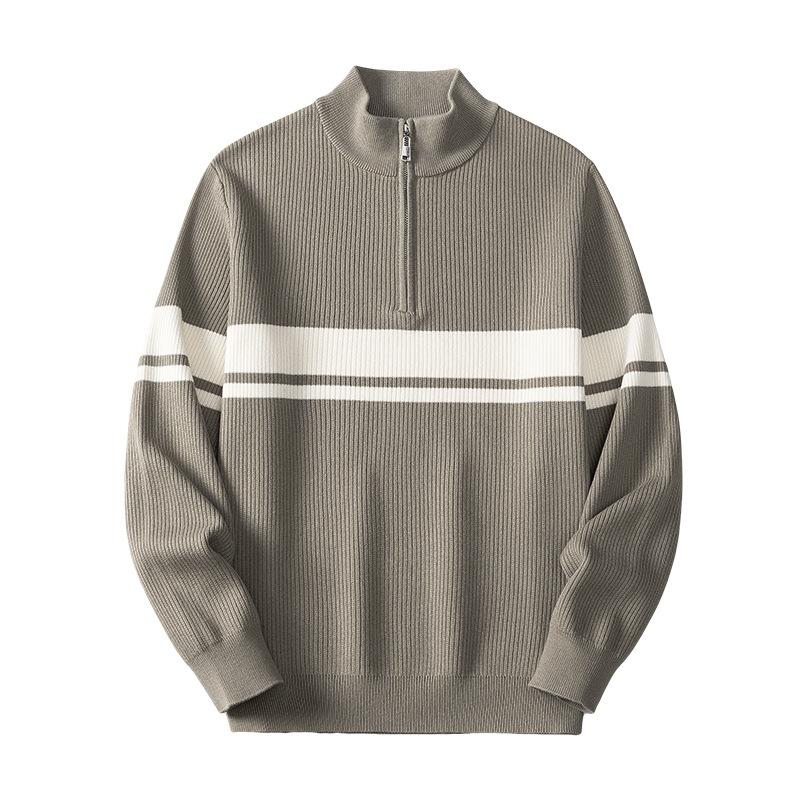 Autumn and Winter Inner Sweater Solid Color High-end Crew Neck Sweater Loose Trend Casual Men's Knitted Sweater