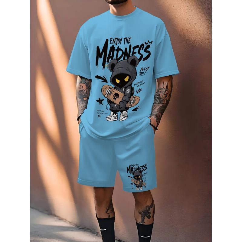 2026 Summer New Men s Suit with Bear Print Breathable Lightweigh XXS