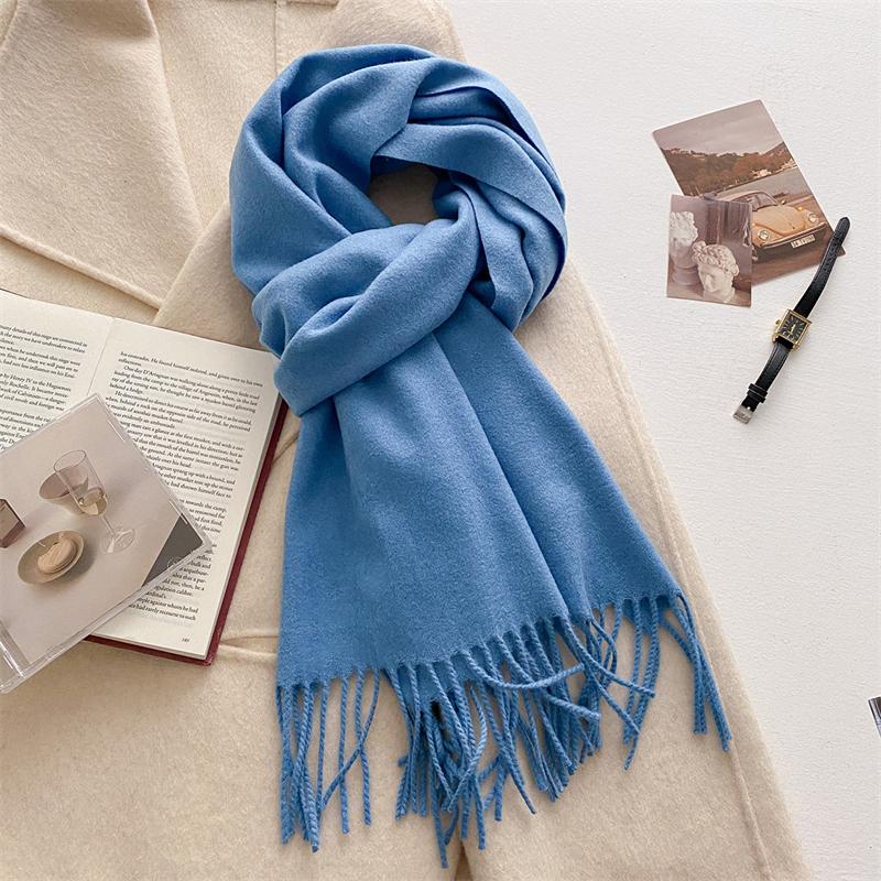 Luxury Wool Scarf For Women Fashion Warm Cashmere Scarves Korean Style Solid Knitted Shawl Wrap Pashmina Bandana Christmas Gift