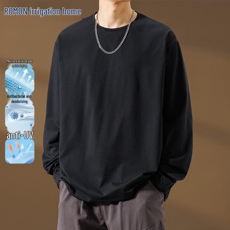 ROMON Anti-Odor American Style Men s Loose Long-Sleeve T-Shirt 2XL