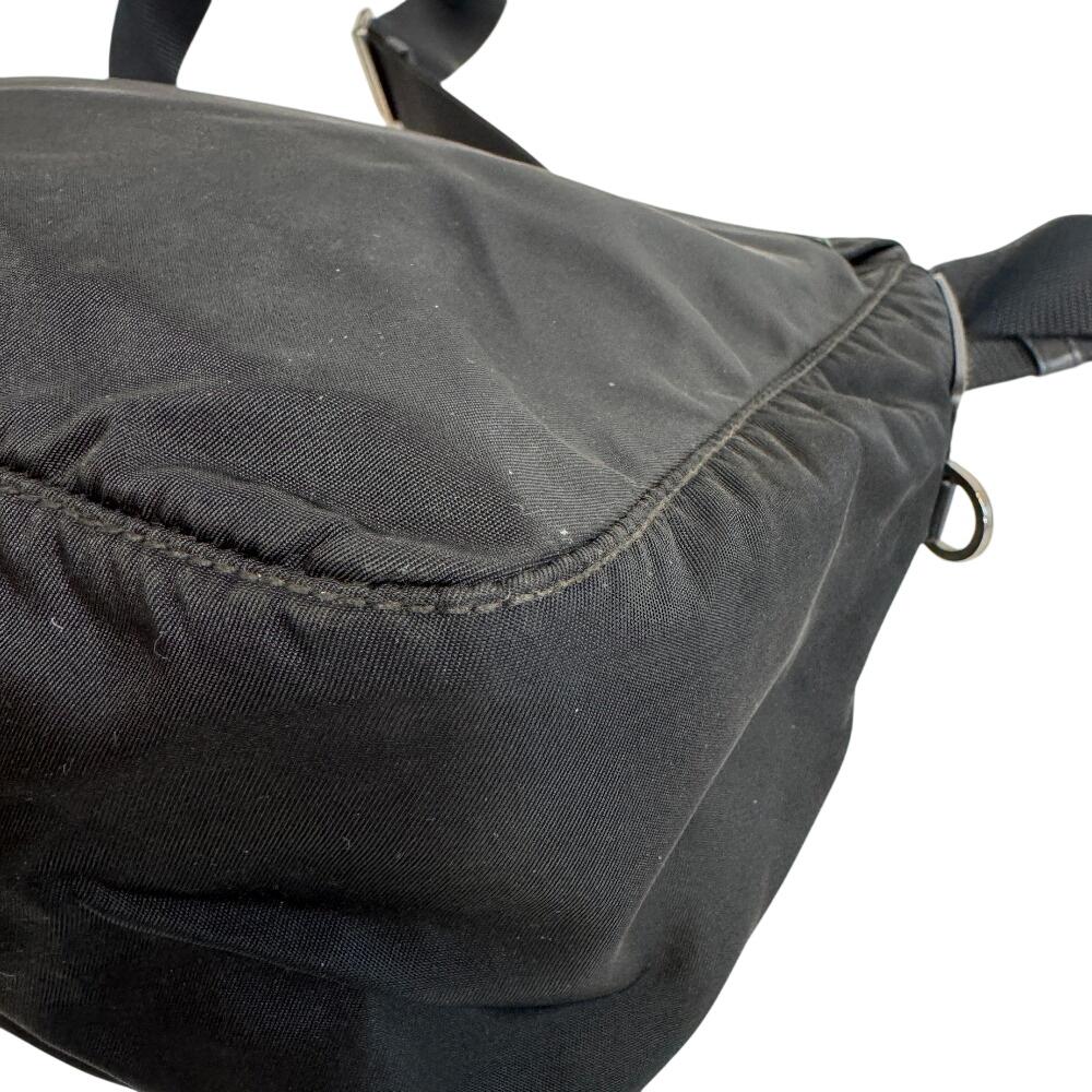 PRADA Triangle With logo Nylon Shoulder Bag black Nylon Used