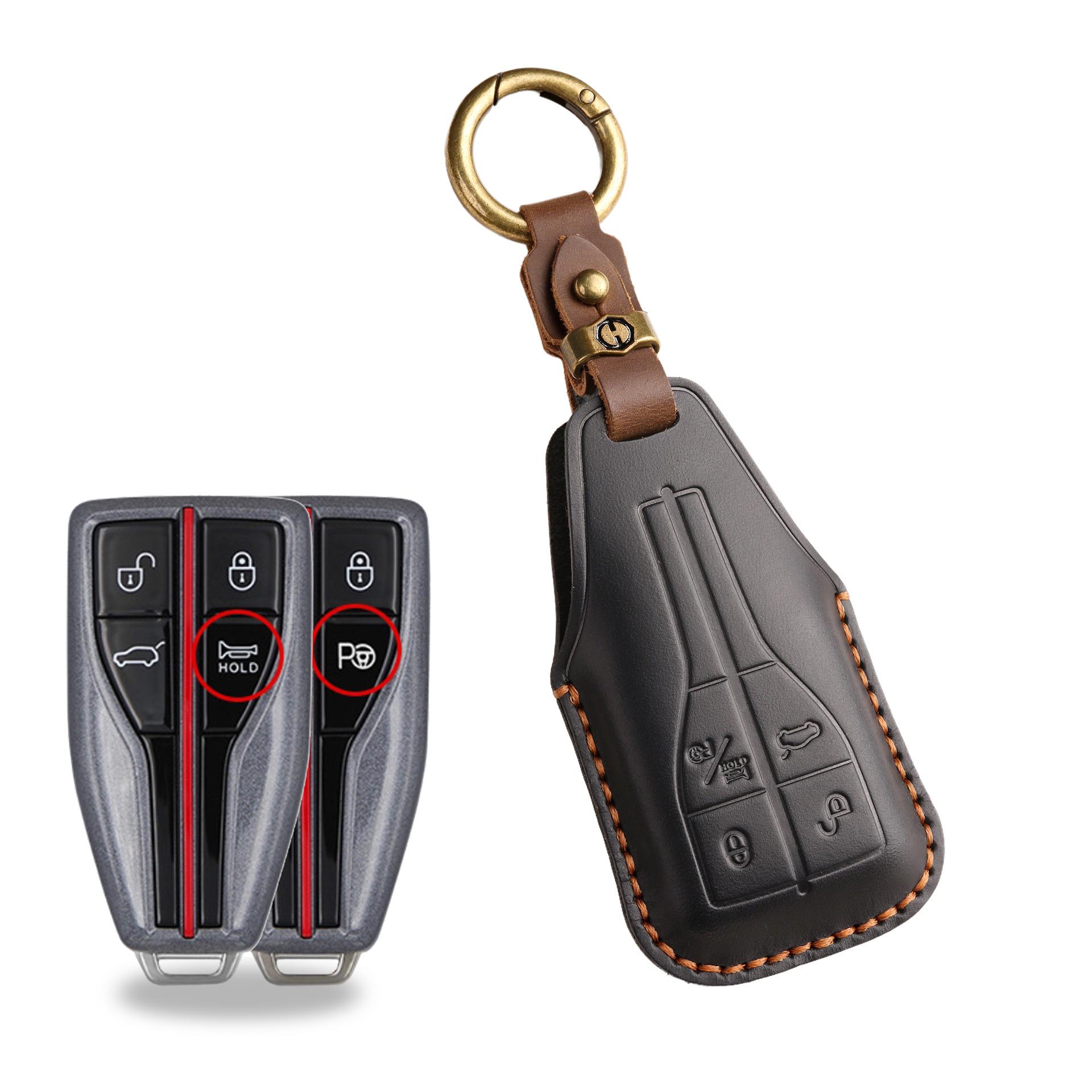 

Ретро чехол для ключа автомобиля для сумки для ключей Red Flag H5 H7 H9 hs7 HS9, кожаная сумка для ключей ручной работы чёрный