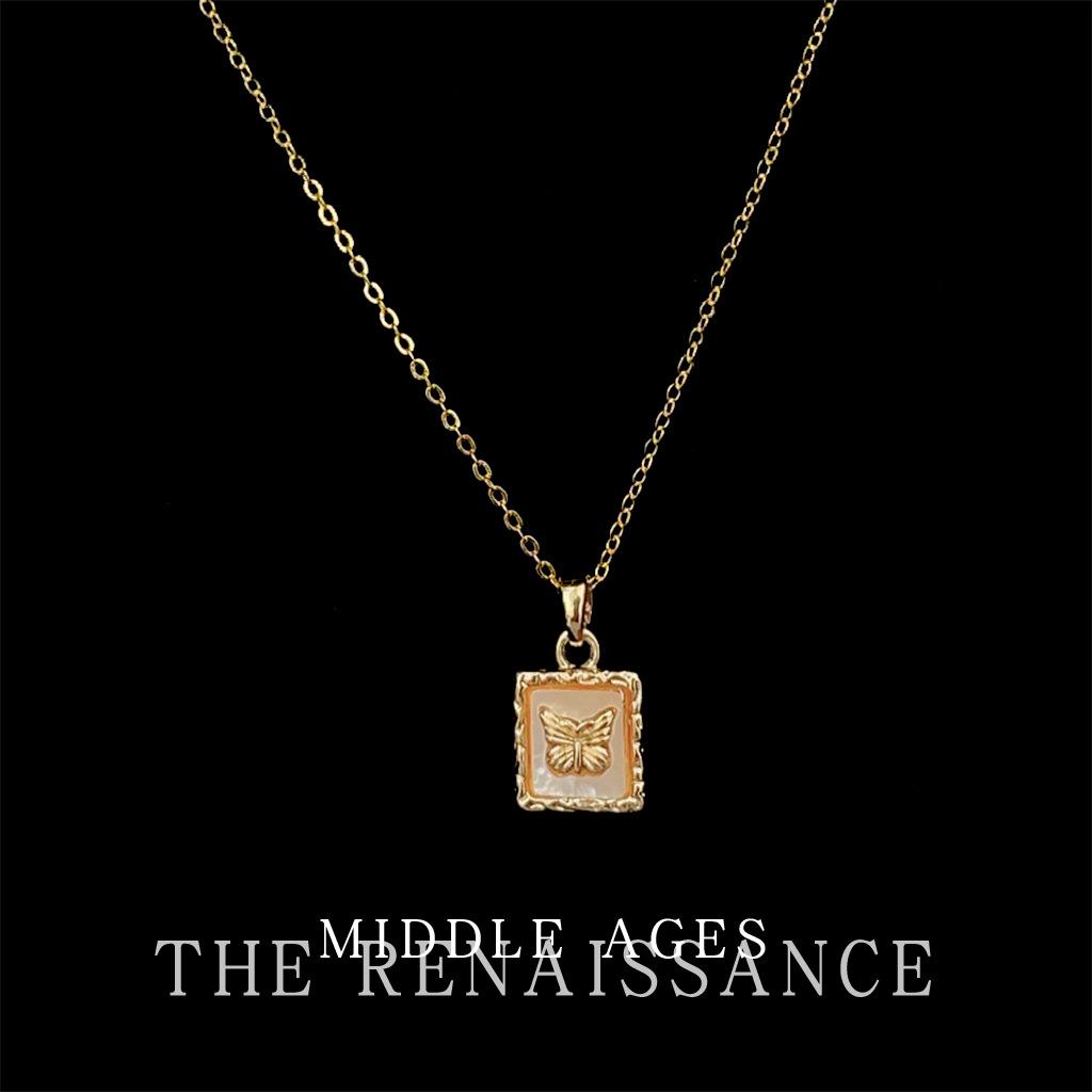 Средневековое объемное рельефное колье-цепочка на ключицу с раковиной-бабочкой, покрытое 18-каратным настоящим золотом, цепочка для свитера, ожерелье в стиле легкой роскоши