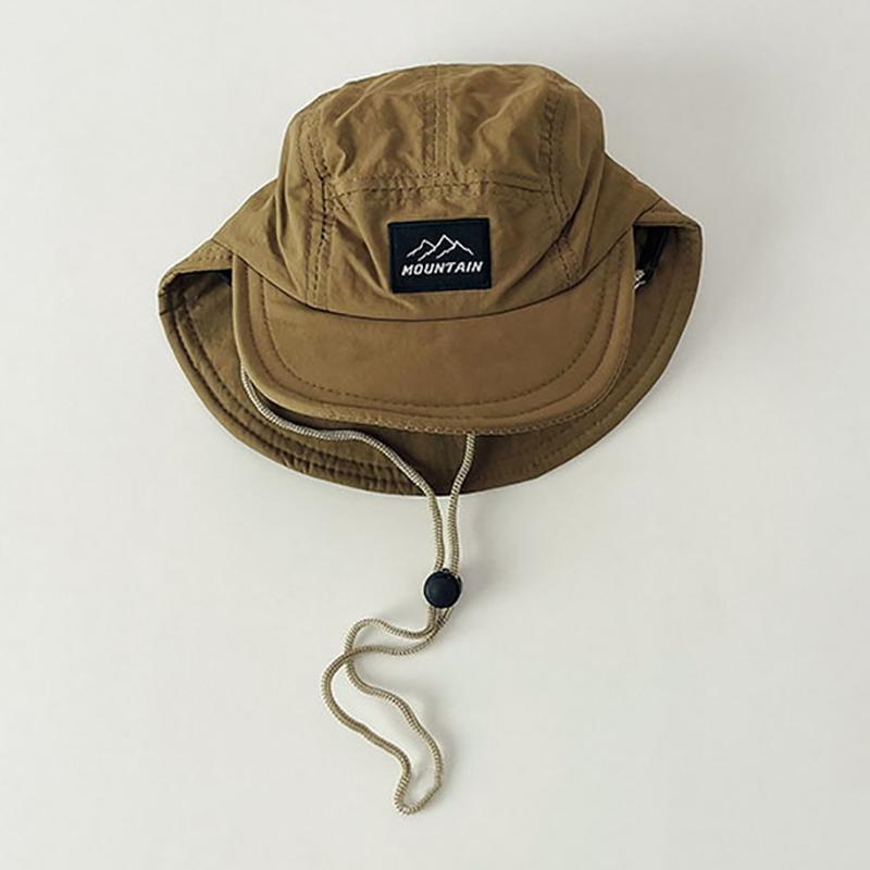 

Summer Thin Double Brim Boys Quick Drying Duckbill Cap Lightweight Baby Sun Hat With Adjust Neck Strap Bucket Hat For Kids кофейный