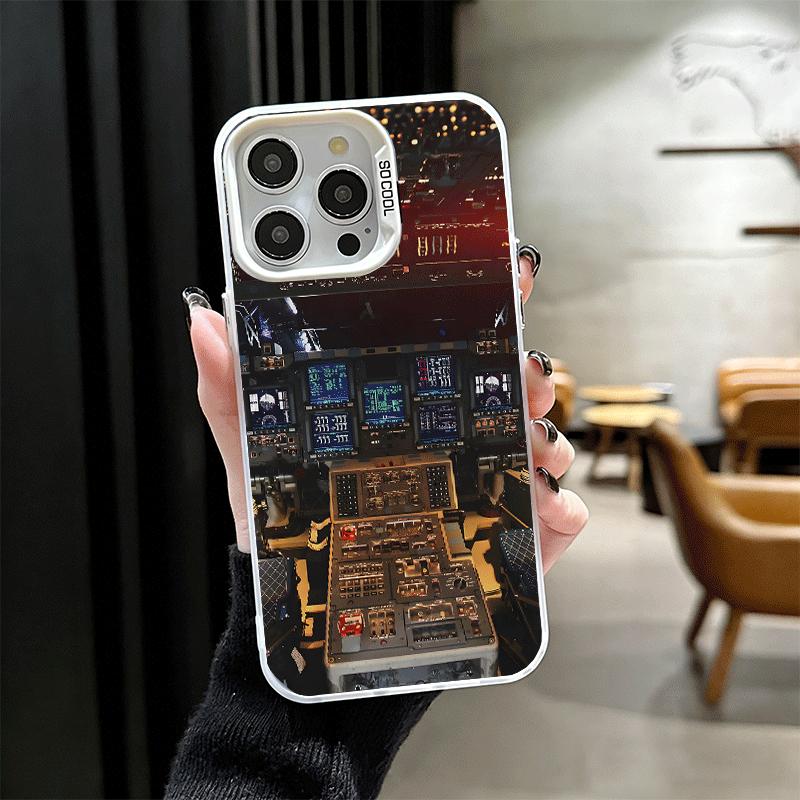 

Aviation Aeroplane Pilot Cockpit Soft Phone Case for iPhone 15 16 17 Pro Max 17Air 16E 14 Plus 13 12 Mini Shockproof Cover Back iPhone 14 Pro