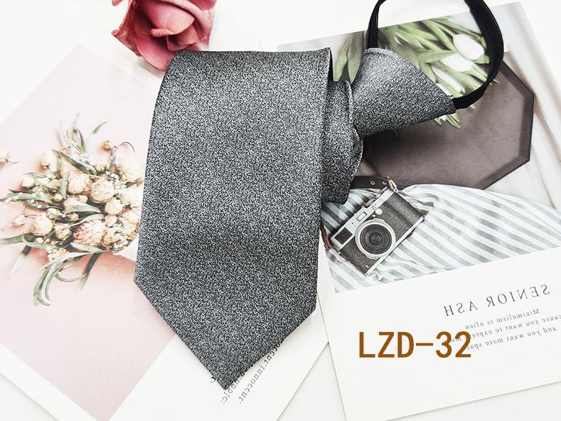 Men's Easy-Pull Knot-Free 8cm Striped Black Zipper Tie