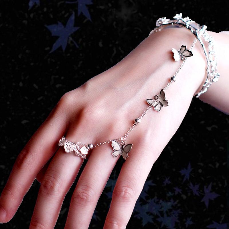 Anime Tian Guan Ci Fu Bracelet With Bell Ring Hua Cheng Xie Lian Adjustable Butterfly Finger Rings Pendant Jewelry Accessories