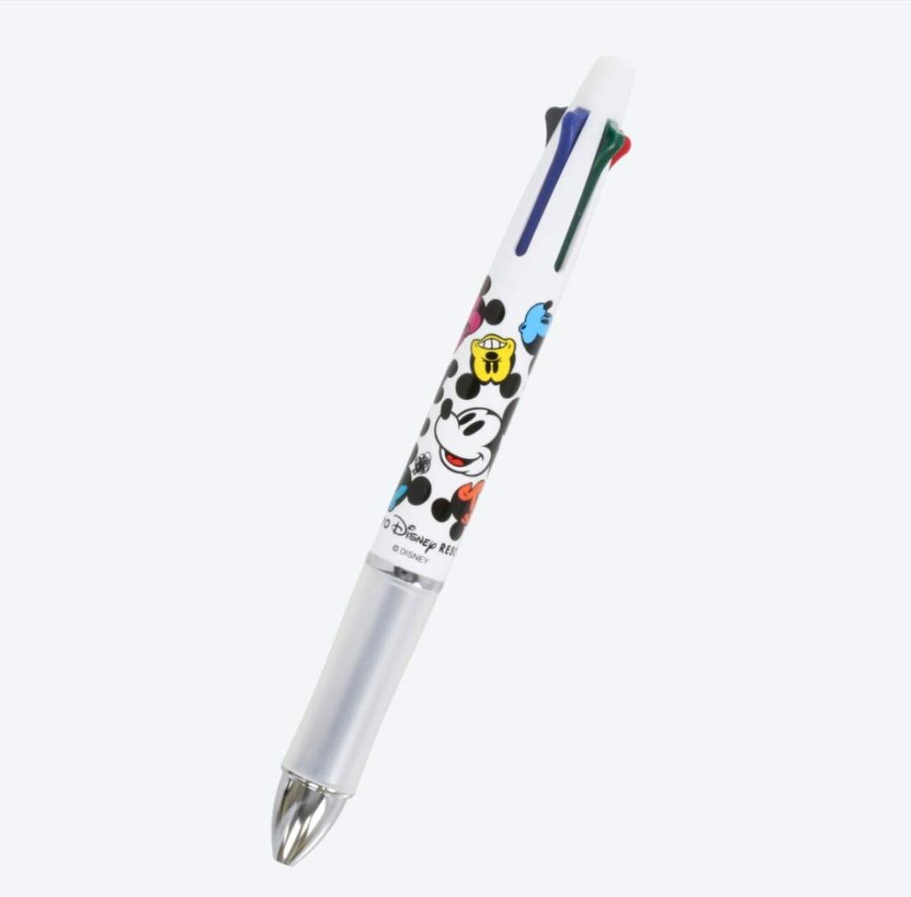 TDR Mickey Mouse Stationery Mechanical Pencil Ballpoint Pen 4 Colors Disney Resort Limited & (Black, Red, Blue, Green) (Face Pattern)