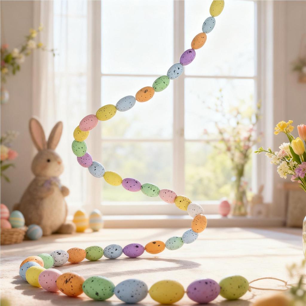Easter Garland 6.56ft Easter Speckled Egg Holiday Decor Rustic Garland Ornament For Home Office Apartment Bedroom Study