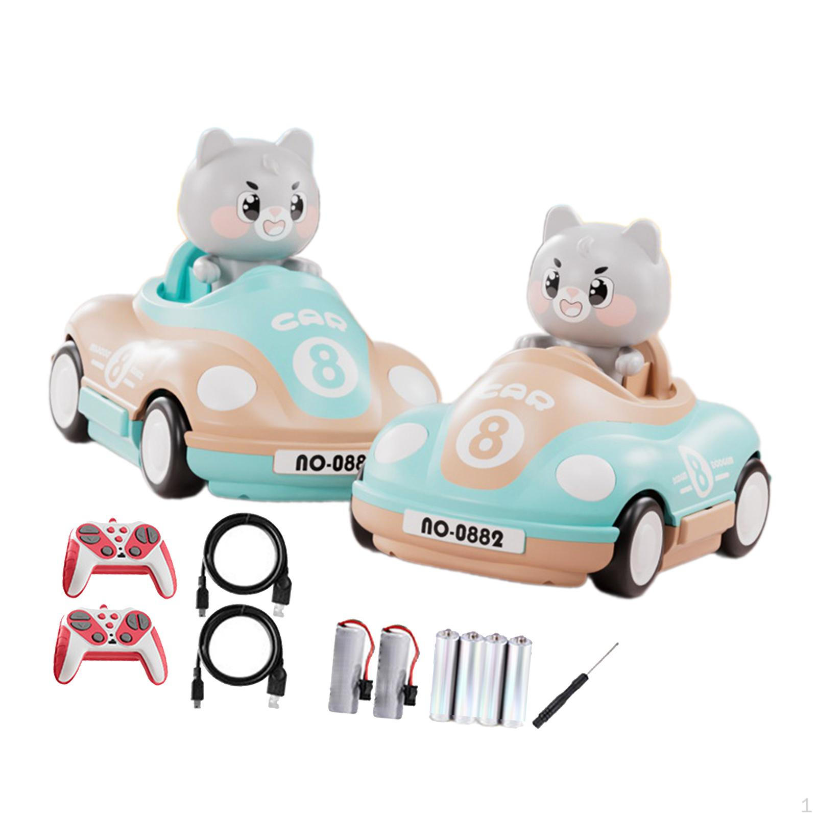 

2 Players RC Ejecting Bumpers Car Fun with Music and Light Remote Control Cars Battle Race Blue khaki