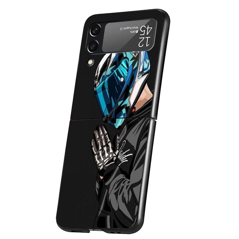 

Motorcycle Rider Helmet Phone Case For Samsung Galaxy Z Flip 7 6 5 4 3 5G Cover ZFlip7 ZFlip6 ZFlip4 ZFlip5 ZFlip3 Coque Fundas Samsung Z Flip 5