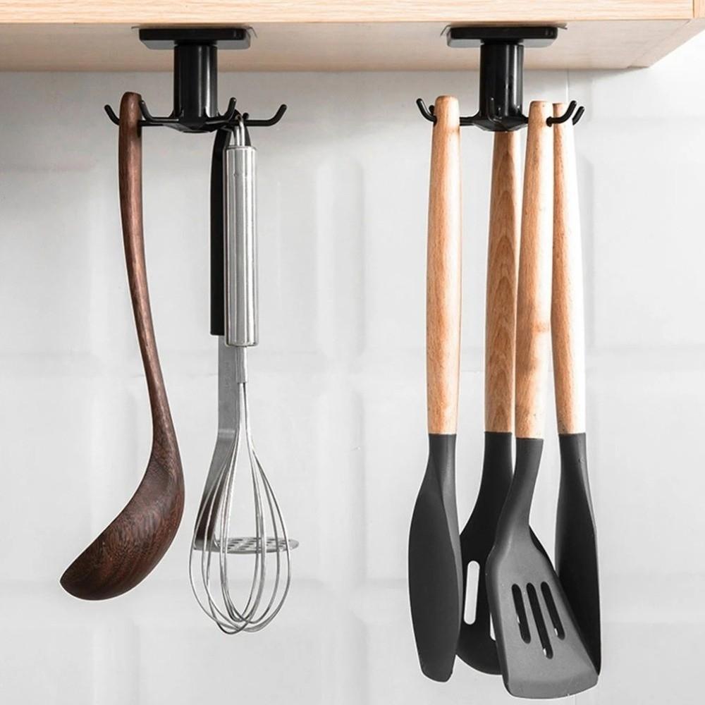 6-Claw Wall-Mounted Hooks No Punching Multifunctional Shelves Adhesive Hooks  Utensils Storage