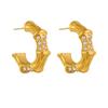Trendy Titanium Steel Geometric Gold-Plated Earrings with Cubic Zirconia Ovals