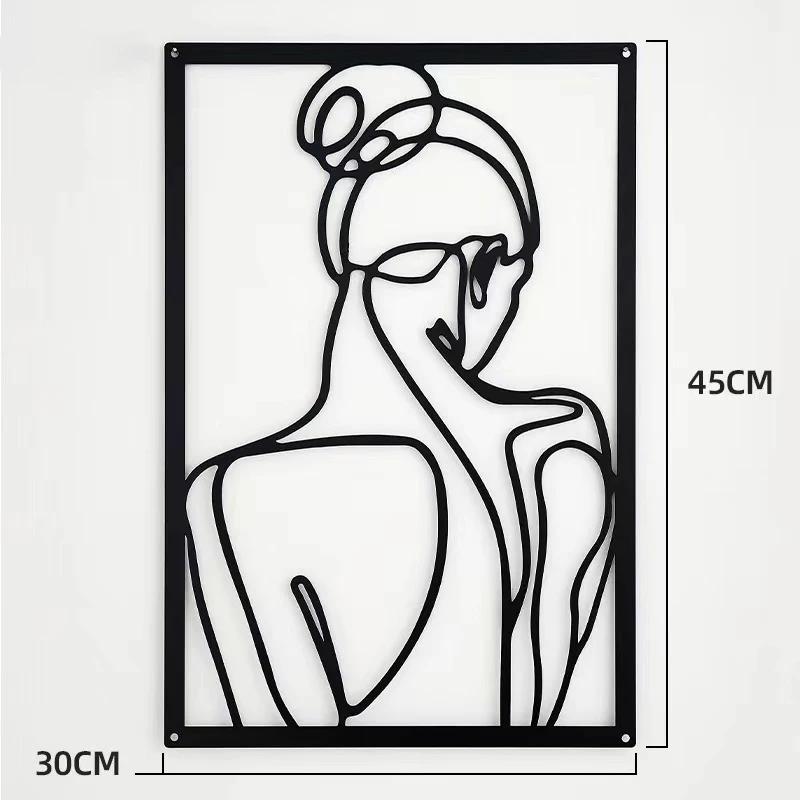 Modern Simple Abstract Female Line Decoration Background Wall Living Room Wall Decoration Hanging Painting Metal Material