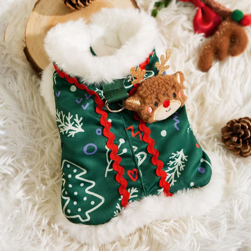

Pet three-dimensional accessories Christmas gingerbread man Small dog Teddy Bigbear cat Warm cotton coat Vest dog clothes L (recommended weight 8-5.5 kg)