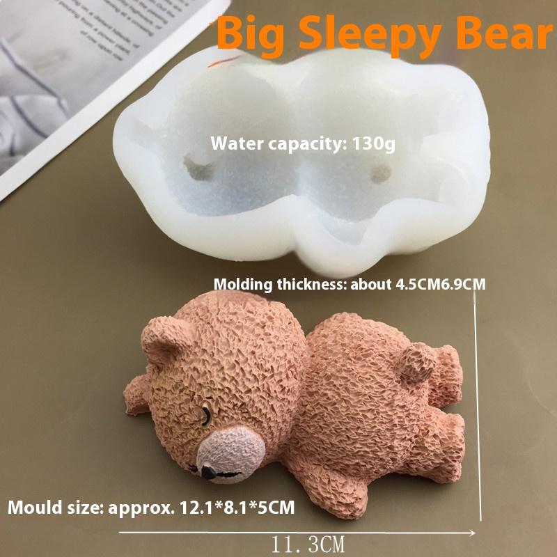 1 Piece Cute 3D Sleeping Bear Cupcake Topper Silicone Mold for Mousse Cake Ice Cream DIY Baking Decor Accessories