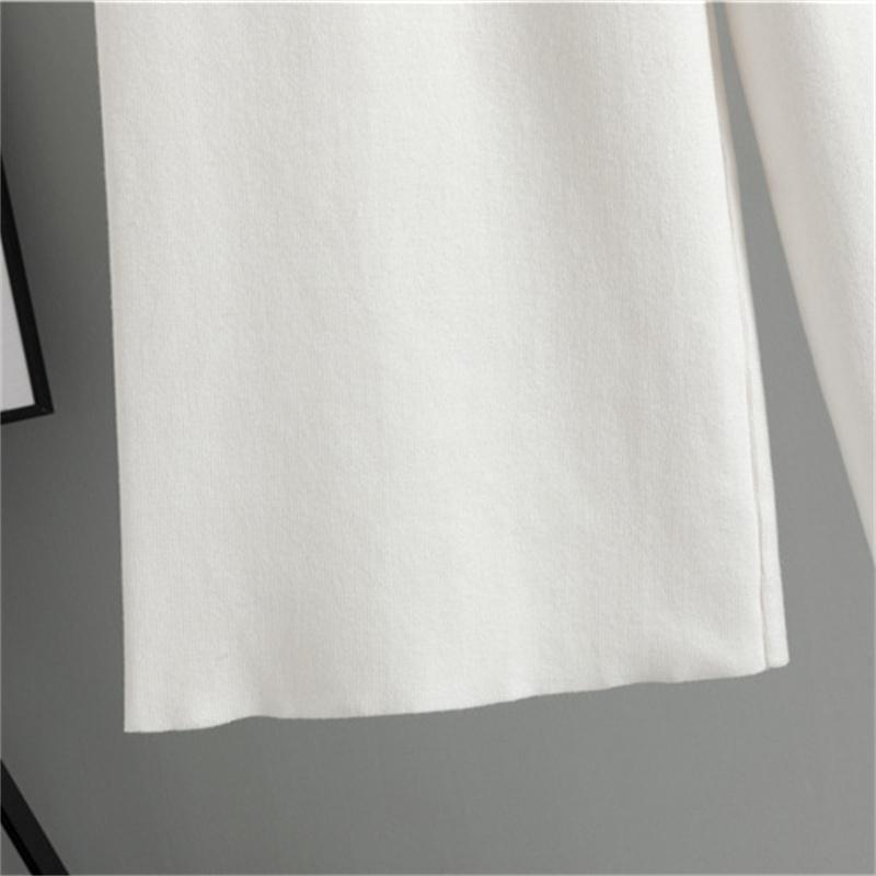 Women'S Spring And Autumn Casual Suit Fashionable High Neck Sweater Cardigan Vest Wide Leg Pants Knitted Three Piece Set