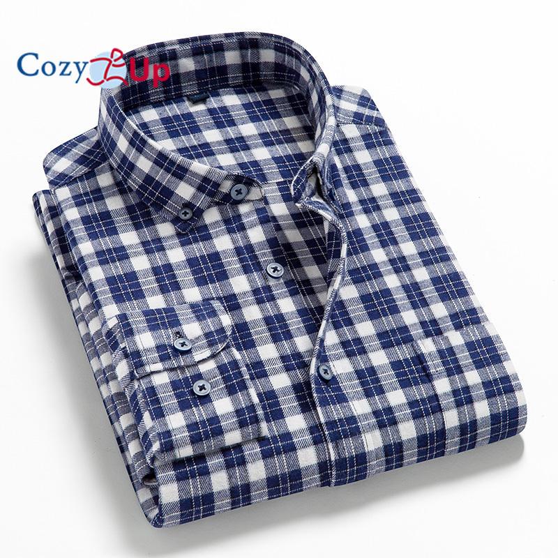 Men's Plaid Shirt - Pure Cotton Flannel, Long-Sleeved, Button Collar, Soft, Warm, Casual