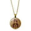 Phoenix Pattern Pendant Cabochon Vintage Jewelry Glass Necklace Chain Women Gift