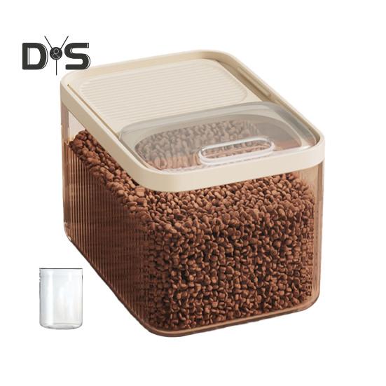 

Бочка для хранения зерна со встроенным мерным стаканом и прозрачной крышкой. Большая емкость, герметичный контейнер для корма для домашних животных с широким горлом. M чистый