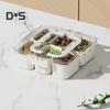 Contenedor para refrigerios con múltiples compartimentos, diseño de tapa transparente sin BPA, organizador para refrigerador, caja de almacenamiento de alimentos