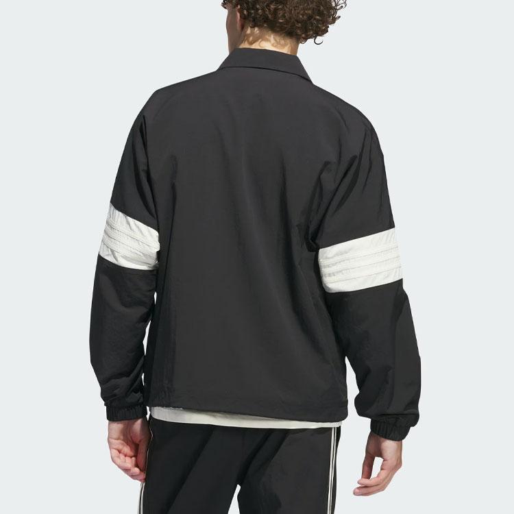 Adidas Originals Color-Block Single-Breasted Sports Long Sleeve Jacket Unisex Outerwear Black IM9646