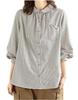 MRLuse Striped Loose with and Plus Easy To Move Linen Blouse, Cotton-Linen Look, Lightweight, Fit, Casual, Cufflinks, Spring, Summer, Fall, Women's,