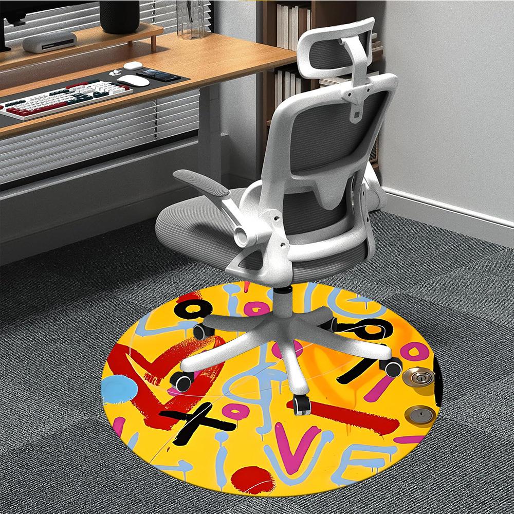 1pc Graffiti Art Office Round Rug, Non-slip, Soft and Durable Office Rug for Interior Decoration, Perfect for Office,Decoration yy260204075