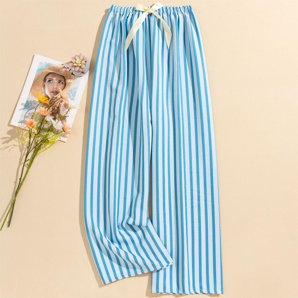 Women's Casual Fashion Sleep Pants Striped Loungewear Pants Wearable As Outerwear High-Waisted Pants