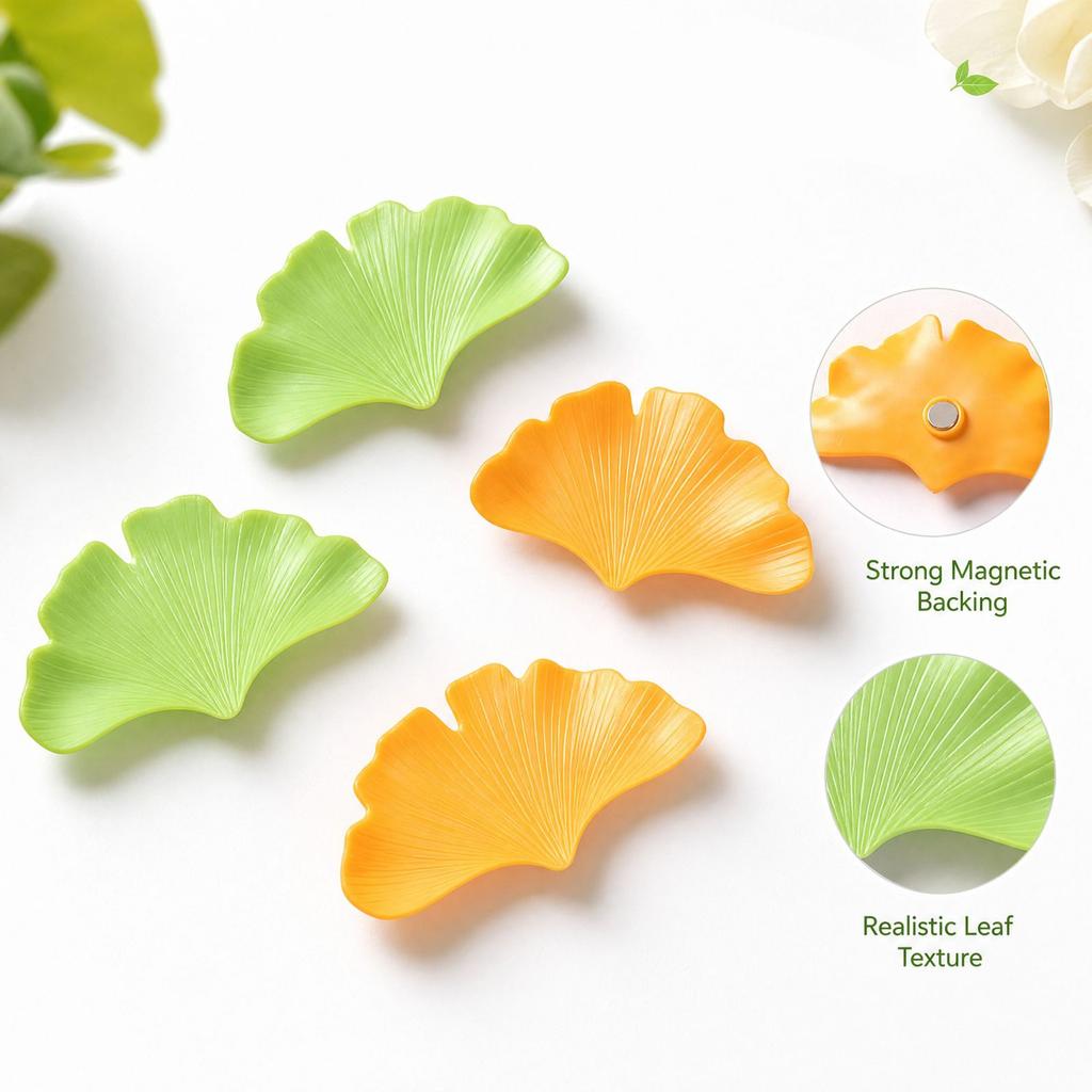 Leaf Refrigerator Magnets for Notes and Photos, Decorative Fridge Set, 4 Pack