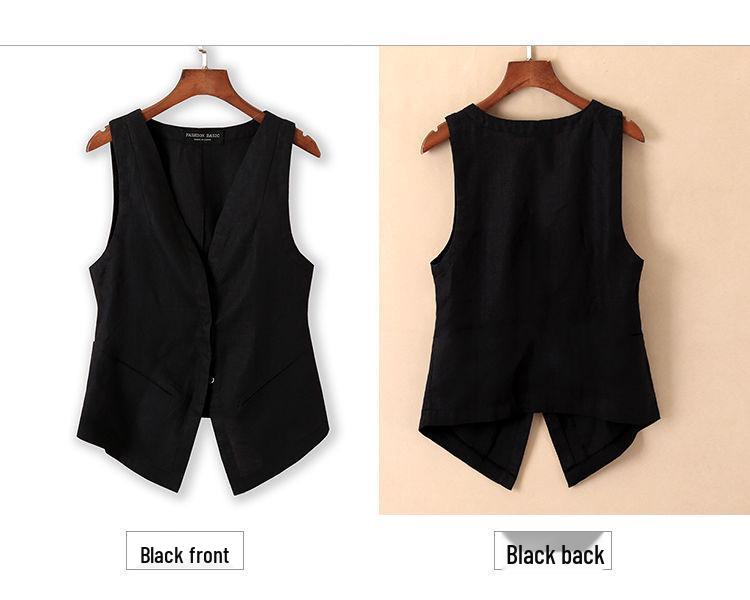 Plus Size V-Neck Sleeveless Vest Cardigan - Spring/Summer/Autumn