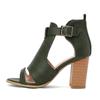 Fashion Women Sandals Chunky High Heels Soild Gladiator Open Peep Toe Women Black Shoes Buckle Beige Green Yellow Sandalias De Mujer