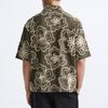 Zara Loose Floral Print Collared Short Sleeve Shirt Men shirts Dark-Khaki 9860330-507