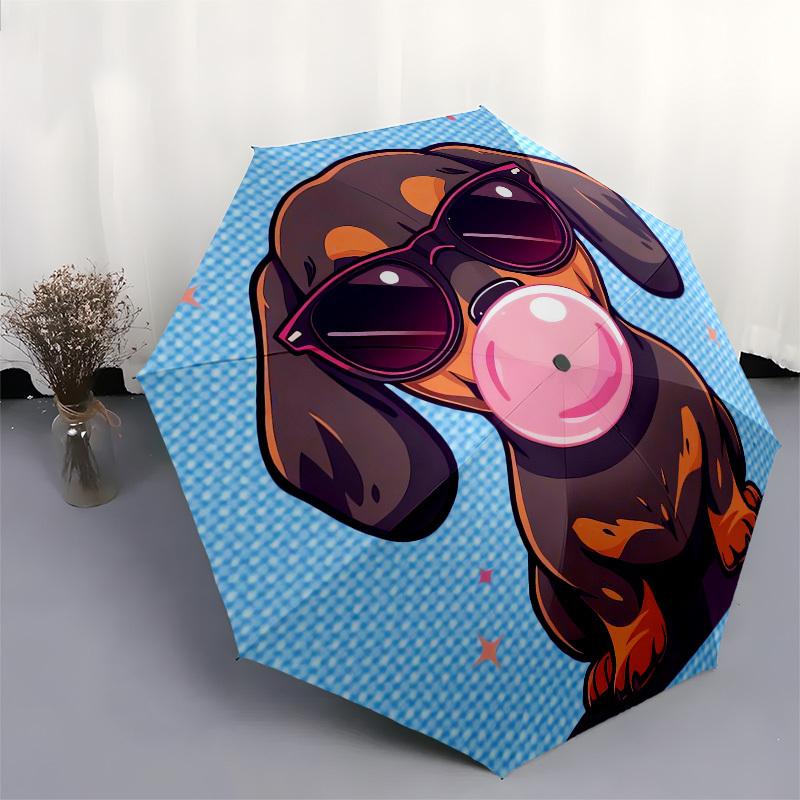 1pc Chibi Dachshund with Sunglasses and Bubble Gum Umbrella with Plastic Handle, Suitable for All Seasons Outdoor PT409