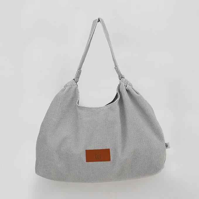 Pig Corduroy Hobo Bag Grey