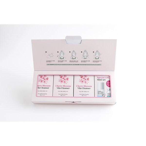 J-Hergestellt Seife handgemacht Kirschblüte Vitamin feuchtigkeitsspendend reinigend 3-teiliges Set, 3 Stück, 100g