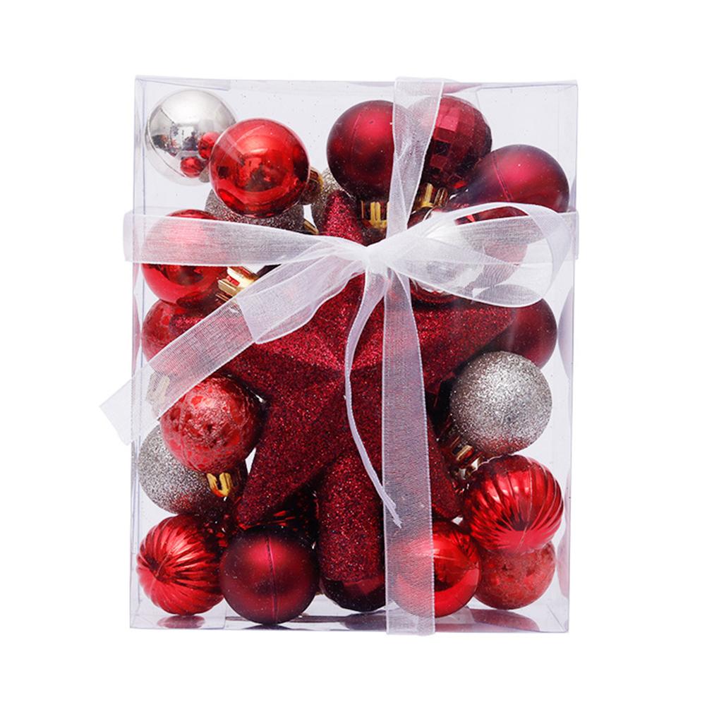 30PCS Christmas Decorations Ornament Ball Tree Top Star Gift Box Set Xmas Tree Hanging Pendant