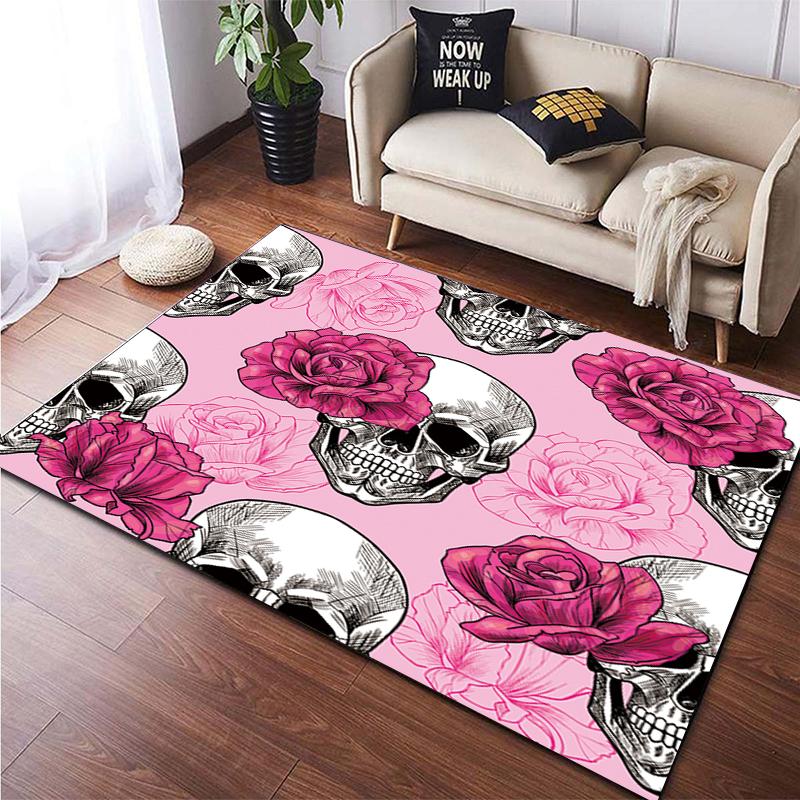 Skull Custom Fashion Carpet Doormat Rugs Living Room Area Rug Living Room Games Area Children's Crawling Mat Anime Rug Yoga Mat