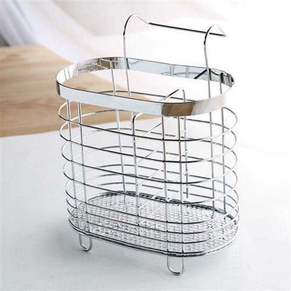 Rectangular Stainless Steel Chopsticks Cage Metal Cutlery Holder Tableware Tube  Spoon