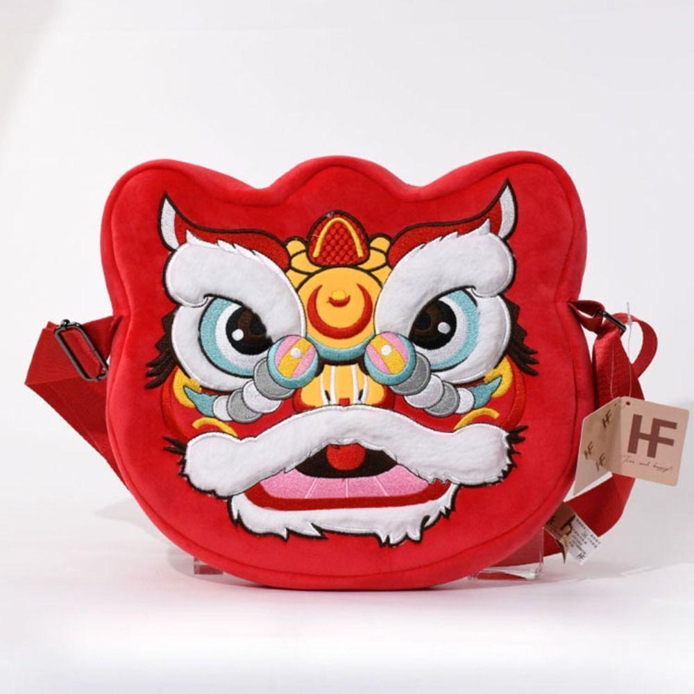 Soft Lion Dance Shoulder Bag Plush Red Lion Coin Pruse  Pay a New Year Call