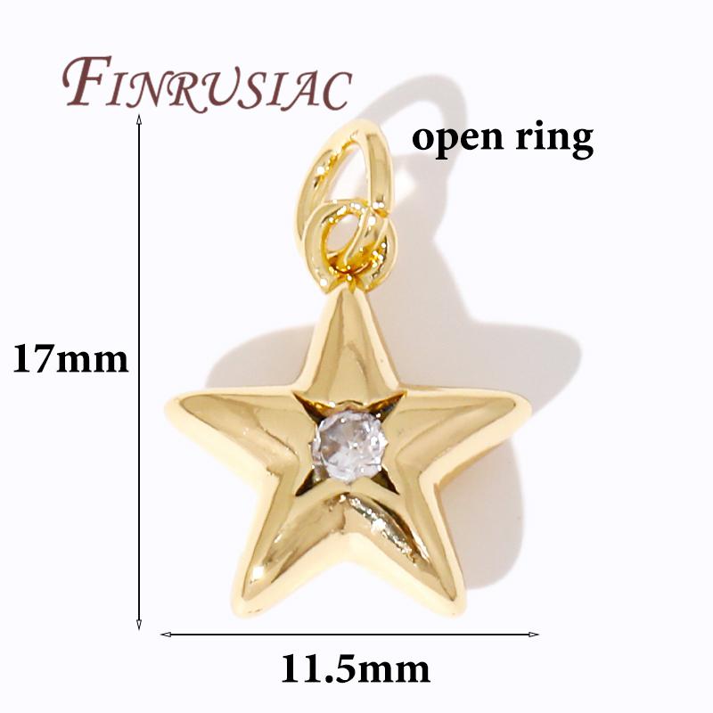 18K Goldplattierte Metall-Stern-Anhänger Zubehör Für Ohrringe, Messing mit Zirkon-Anhängern Für Armbänder DIY Schmuckherstellung Zubehör