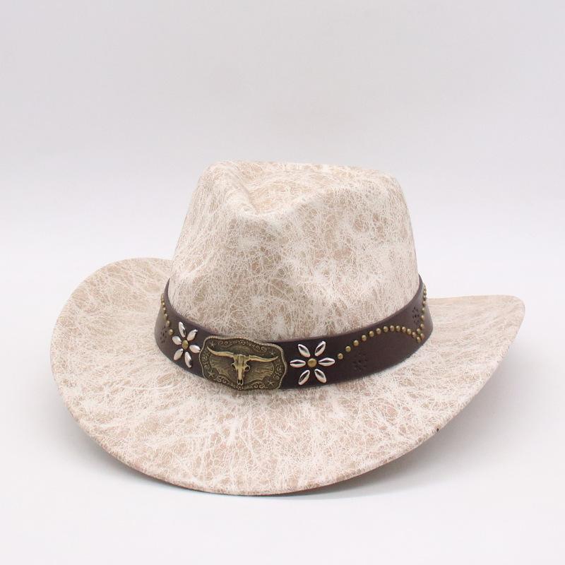 New Flower Tauren Men Ladies Curled Western Cowboy Hat Crack Peach Heart Top Hat